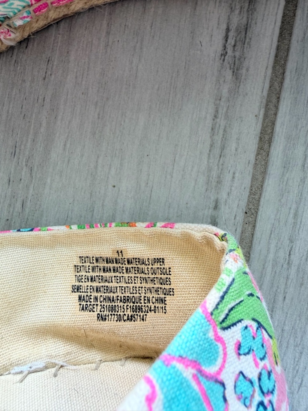 Lilly Pulitzer Floral Metallic Cap Toe Slip-On Flats Pink Gold Women’s Size 11 - Picture 3 of 4